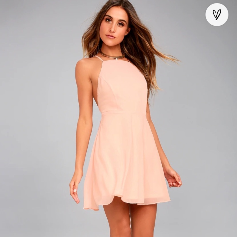 Lulu’s Letters of Love Blush Pink Backless Skater Dress